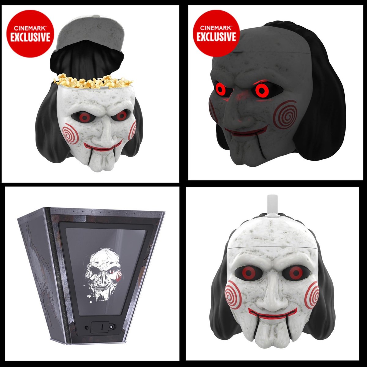 DisTrackers's tweet image. Saw X Popcorn Container &amp;amp; Cup are available at Cinemark!
.
shopcinemark.com/cat-56-2-89/sa…