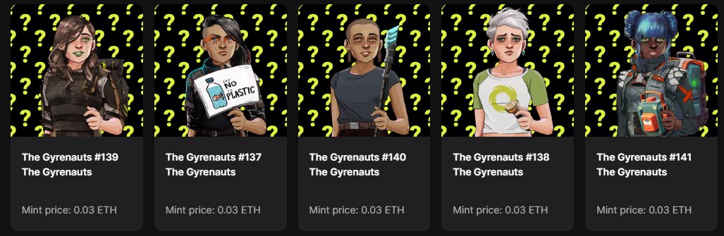 DanksyETH's tweet photo. Haven't Minted anything in a while but 
JUST MINTED 5
@Gyrenauts 

Minted for a good cause! https://t.co/lMluZWJL1r