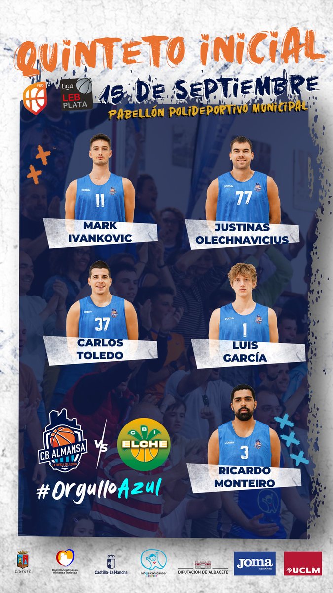 CBAlmansa's tweet photo. ¡Quinteto Inicial! 🆚 @cbielche 

#OrgulloAzul #JuntosSomosMásFuertes #LaFuerzaDelEquipo https://t.co/xuNtG6wkMH