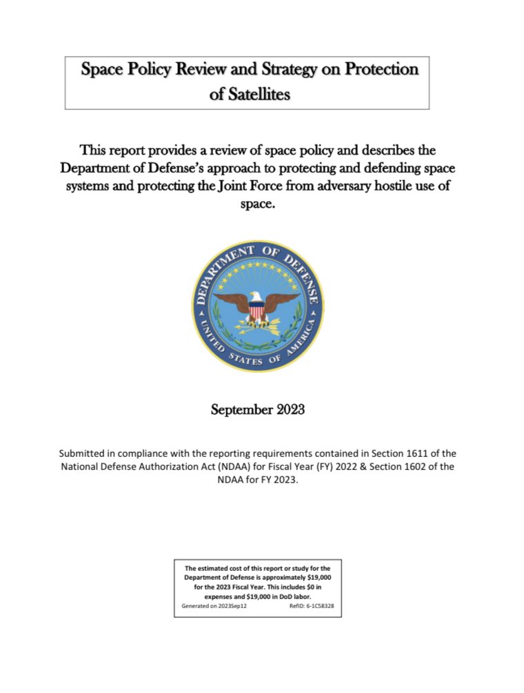 New DoD space policy review focused on protecting national security space systems of the U.S. and its allies.
media.defense.gov/2023/Sep/14/20…