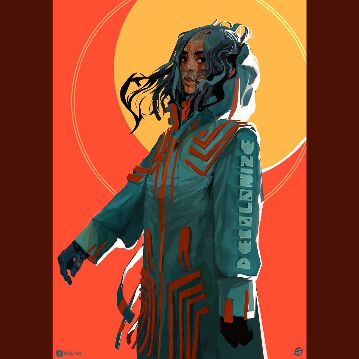 "Decolonize your mind" 

Fiz essa pintura após me inspirar ao ver as peças da NALIMO, empresa fundada pela Dayana Molina. Vemos uma mulher do povo Mebêngôkre vestindo uma roupa inspirada na Jaqueta Native. Fiquei bem orgulhoso com o resultado e espero que vocês gostem também! 🌿