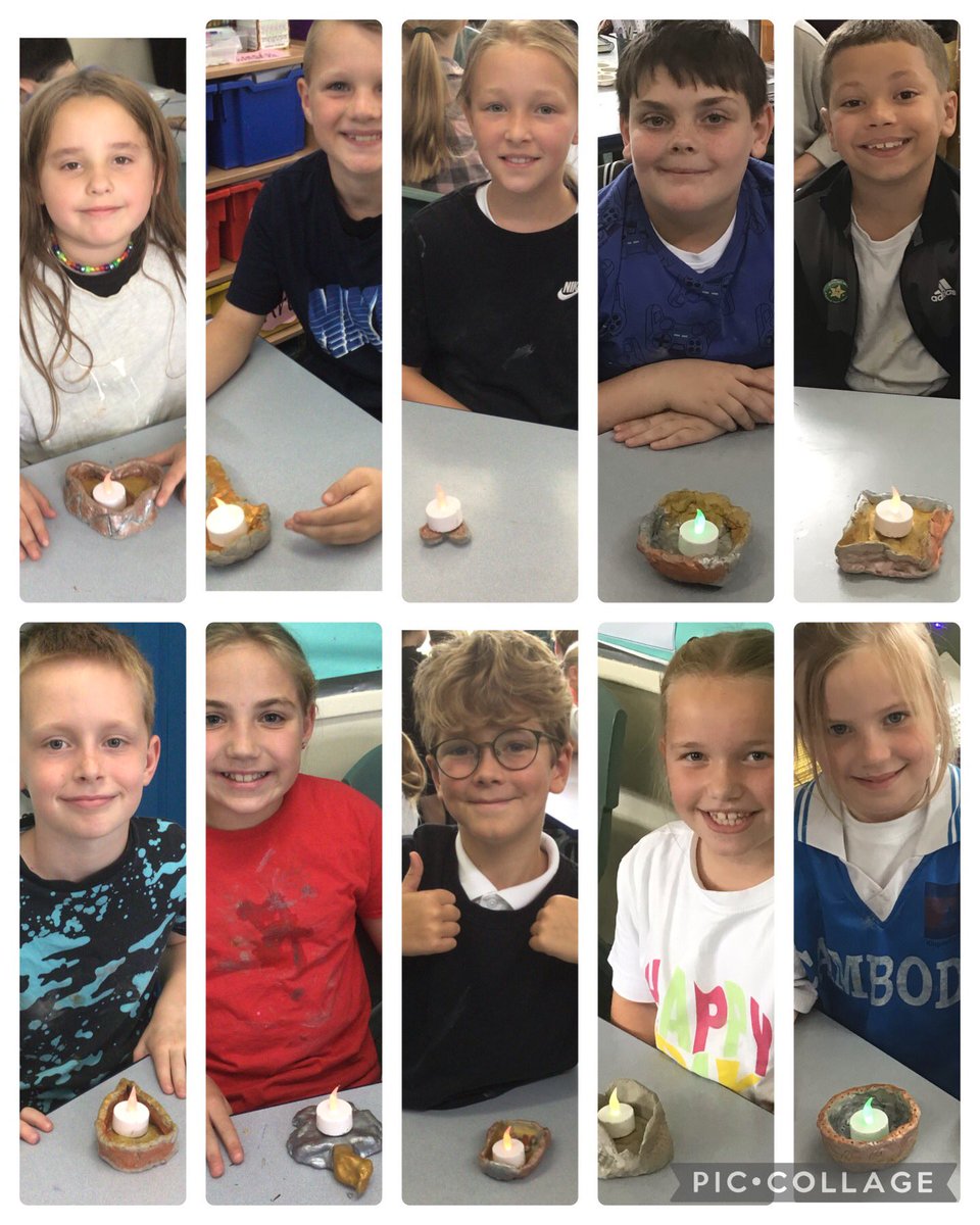 OJS_Year4's tweet photo. Our finished products. They were all successful in meeting the design brief - fantastic vessels to hold a tea-light. We are pleased with the finished designs but everyone evaluated their design really effectively, finding areas that could be improved next time. #OJSArt https://t.co/hrQ7TDfuYP