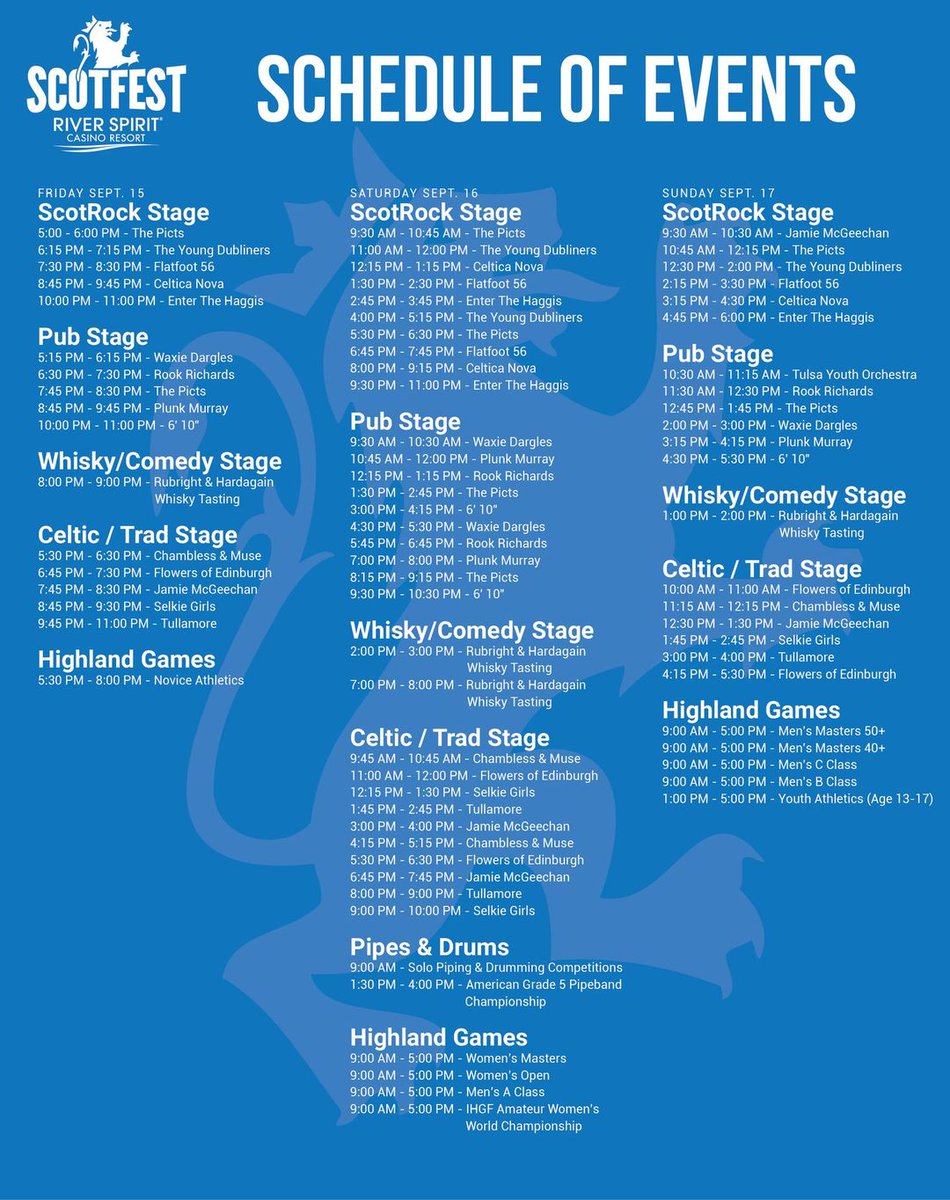 jul_910's tweet photo. Looking for something to do this weekend? Scotfest is in full swing!

Want to know everything that's going on at Scotfest? Check out our event schedule below and at https://t.co/QybQJ18TS0!

#thingstodointulsa #scotfest https://t.co/DDdF5BW3HI