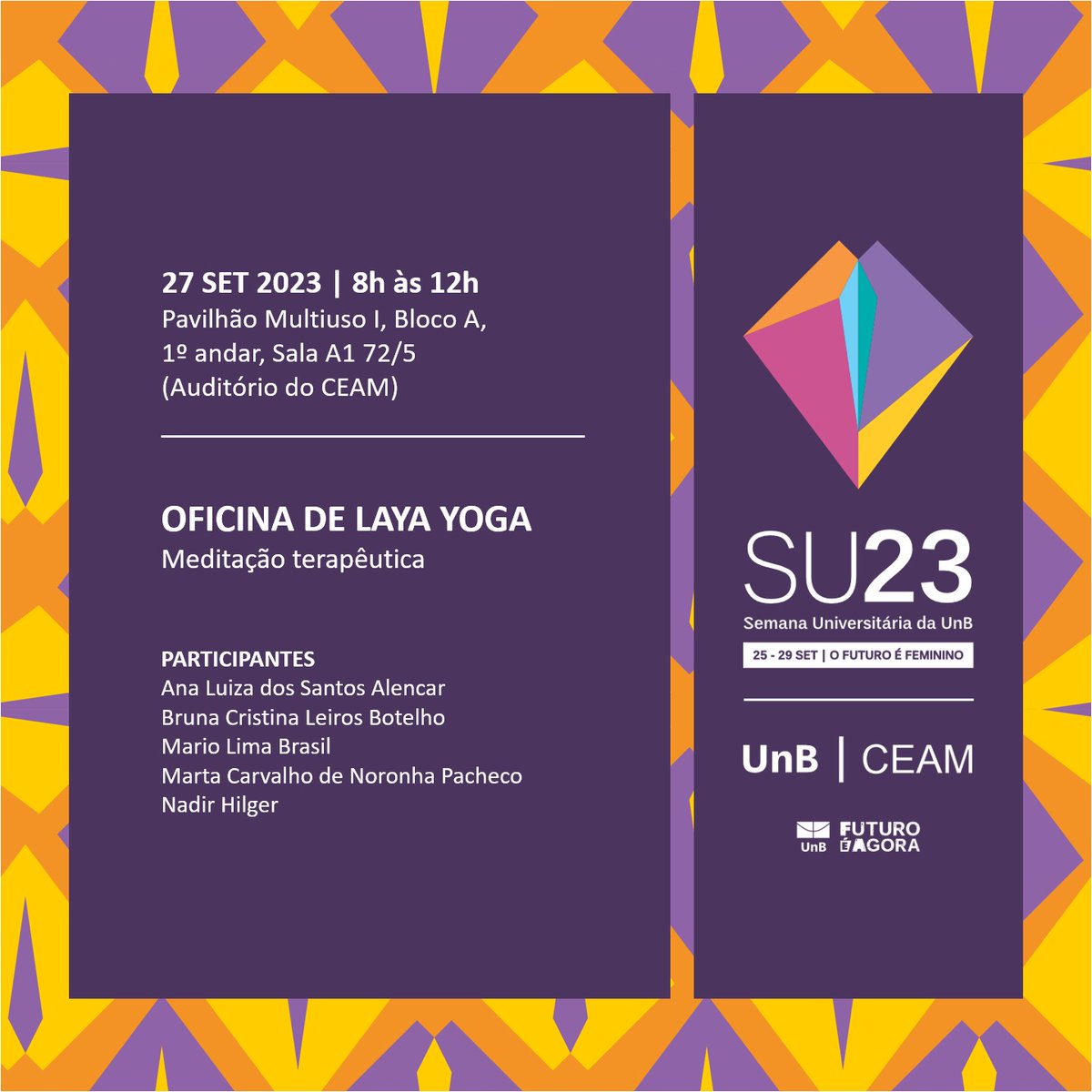 ceamunb's tweet photo. VEM AÍ: Semana Universitária da UnB 2023! O evento acontecerá entre os dias 25 e 29 de setembro. Fique de olho na nossa programação!                    

Mais informações: https://t.co/yYB96pAHOB

#semuni2023 #unb #ofuturoéfeminino https://t.co/aebJpBUVn4
