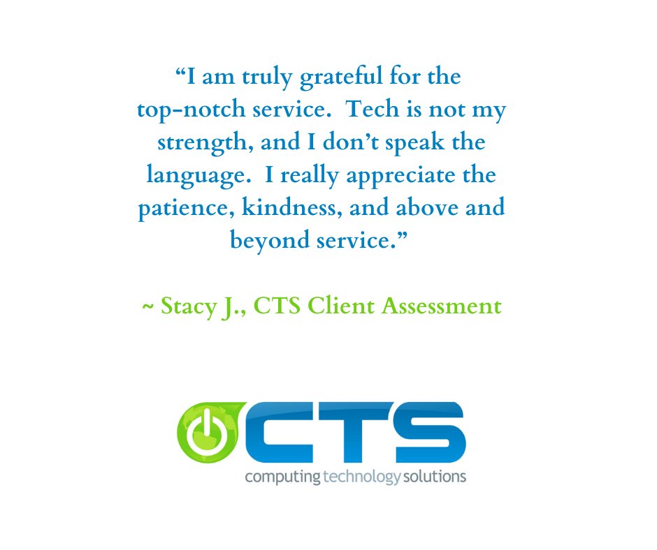 ComputingTech's tweet image. We believe in Obsessive Client Focus.  Thank you, Stacy, for letting us know we are fulfilling your expectations as well as our own!  #ITMSP #Partners #Teamwork