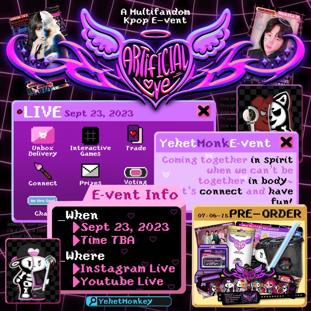 YehetMonkey's tweet photo. 🫶🏽🌎 We’re so excited to launch “YehetMonkE-vents”! I hope you’ll join us for the ride! 

🖤”Artificial Love : Rebooted” a Multifandom YehetMonkE-vent~
Time: Sept 23 2023, time TBD
Where: Live on Instagram and YouTube

🏷️ #CupsleeveEvent #WeAreOne #kpop https://t.co/VjgnvhOZyW