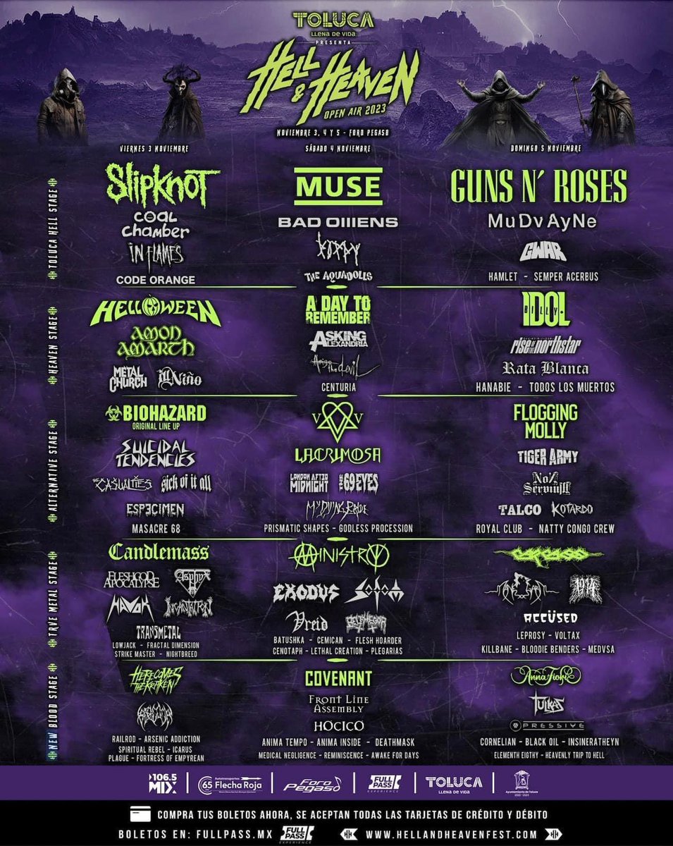 Hell &amp; Heaven 2023
Cartel por día!!
.
.
.
.
.
.
.
.
.
.
.
.
<a href="/hhopenair/">Hell And Heaven Open Air</a> 
#metaltopmx 
#hhopenair