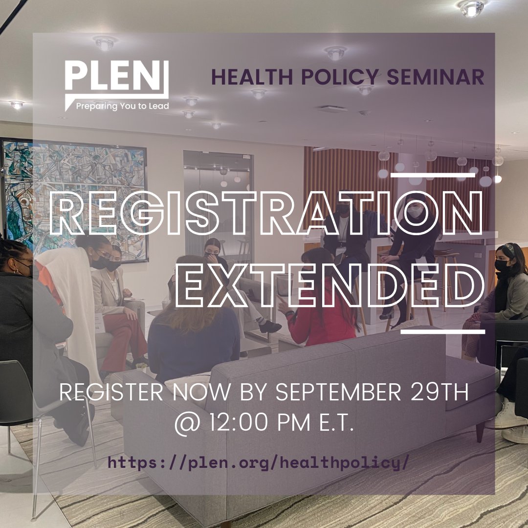 *Extended Deadline* We have extended the Health Policy registration deadline by two weeks! Register now by September 29, 2023, at noon E.T., to attend the seminar! Register today through this link: ow.ly/W3Xy50PMeX5