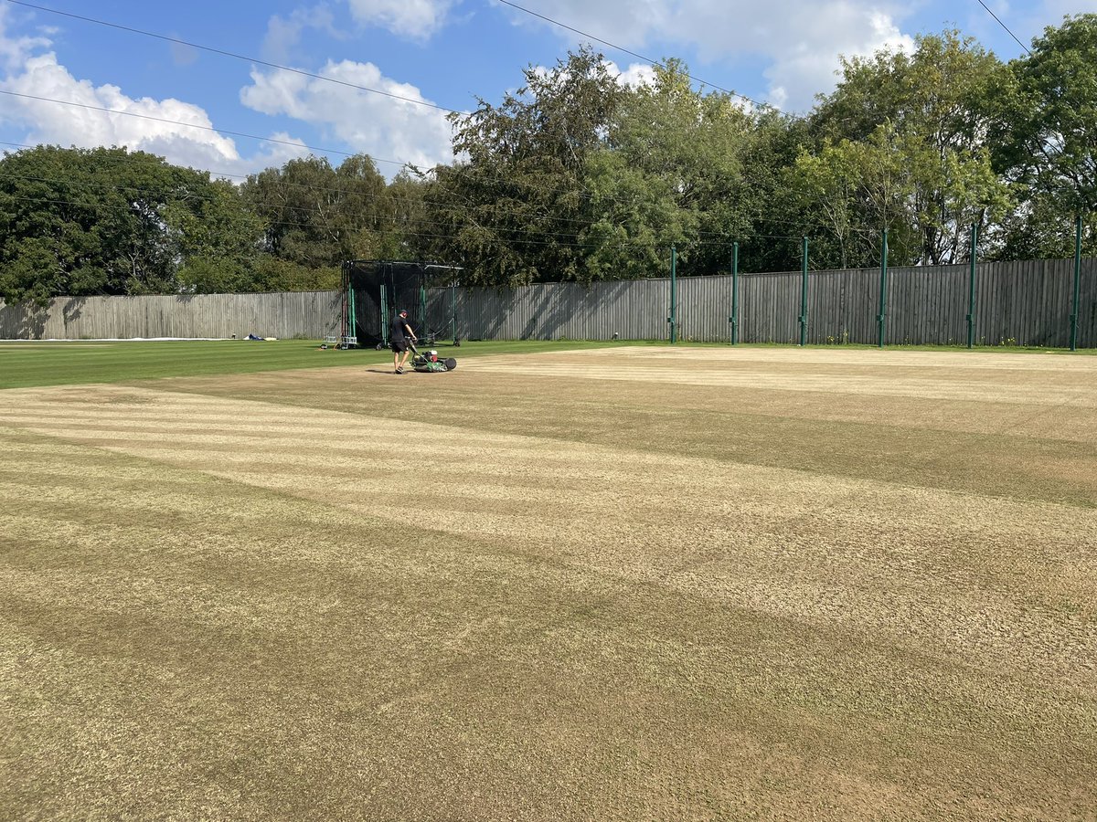 tomcowley17's tweet photo. Nursery pitch ready for some Hampshire club finals this weekend outfield also getting a trim far net block cut down to 5mm ready for renovations to start next week nursery square height being worked down slowly too #endofseason #teamgraft #ageasbowl https://t.co/3mzAOx3XGq