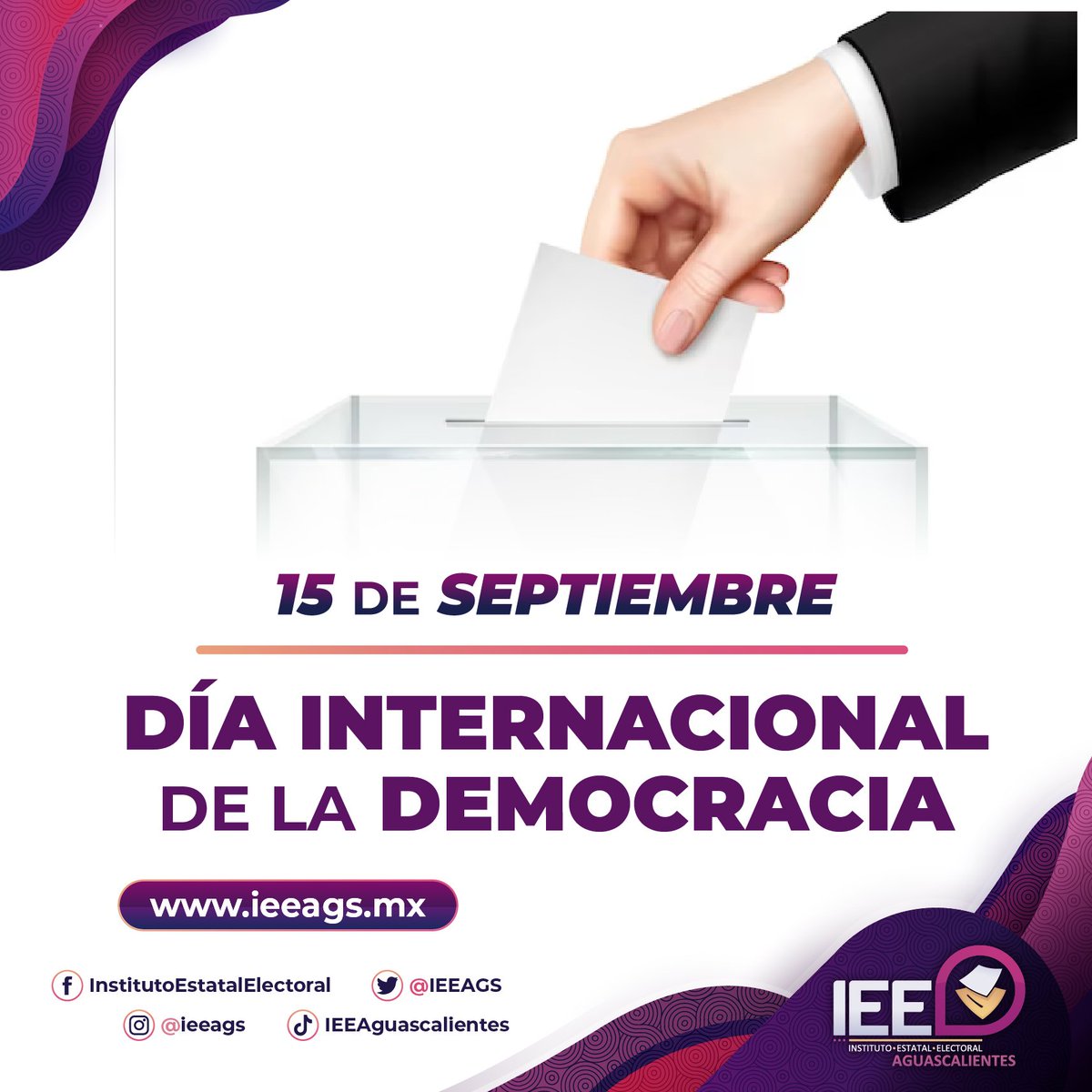 IEEAGS's tweet photo. ¿Sabías que hoy se conmemora el Día Internacional de la Democracia?

#EfeméridesIEEAgs🗓 https://t.co/dgPmKpwKsH