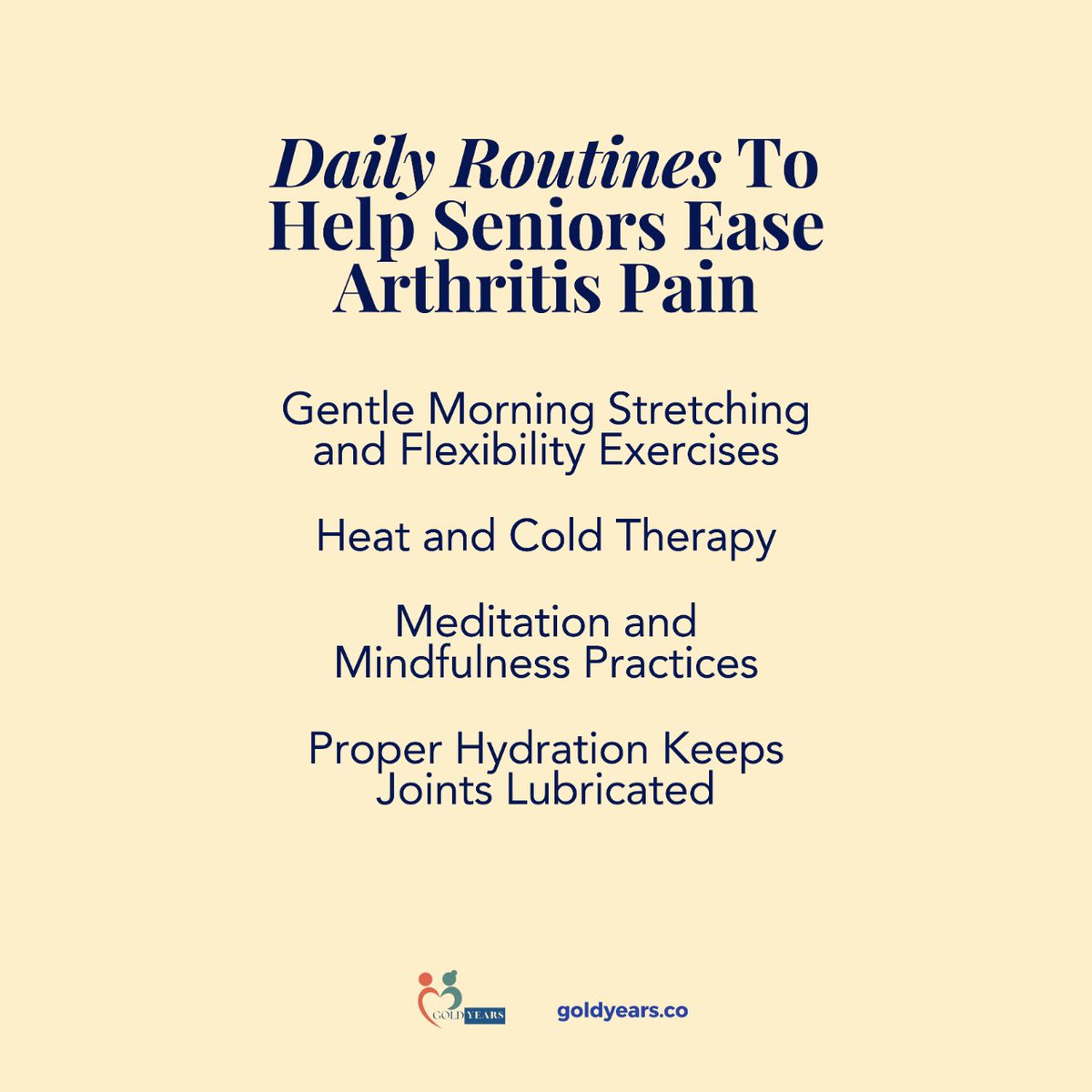 goldyears_'s tweet photo. Arthritis doesn't stand a chance with these daily routines! 🌞 Discover practical tips and exercises that can help seniors ease arthritis pain!
Dive into our latest article at https://t.co/DW5oipaQNi

#SeniorCare #ArthritisRelief #PainManagement https://t.co/wweUGKMqNv