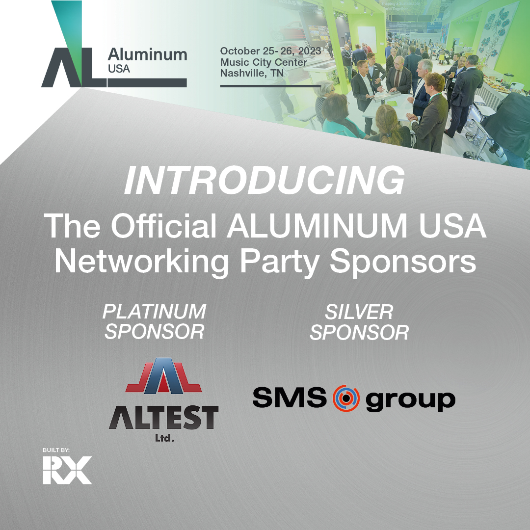 Here is a look at some of our wonderful sponsors for the ALUMINUM USA 2023 Networking Party! Introducing @Altest and <a href="/SMS_group_GmbH/">SMS group</a>! Interested in attending the Networking Party? Follow the link: bit.ly/3sX5oew and register today! #ALUMINUMUSA #RXUSA