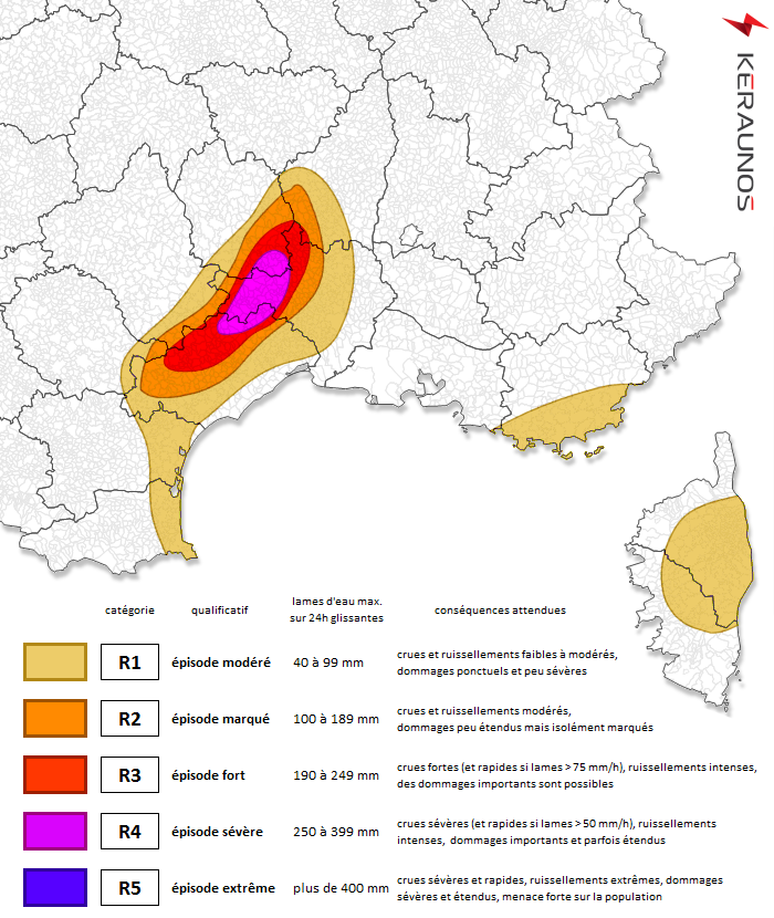 KeraunosObs's tweet photo. L'axe des #Cévennes reste la zone la plus ciblée par une possibilité de forts cumuls. La probabilité de cumuls > 180/250 mm sur le relief cévenol est revue à la hausse ce soir. Mise à jour du bulletin : https://t.co/Rlj59ze5xU #Gard #Hérault https://t.co/z9RkkQ9HpT