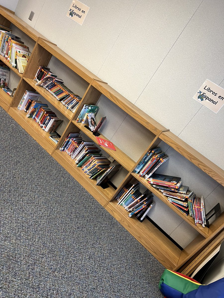 LibraryLife_VW's tweet photo. What you may see is sparse and messy shelves, but what I see is the instant aftermath of books being grabbed off the shelves by excited students! #welovethelibrary @HISDLibraryServ @ValleyWestEs https://t.co/tePkBwO9Np