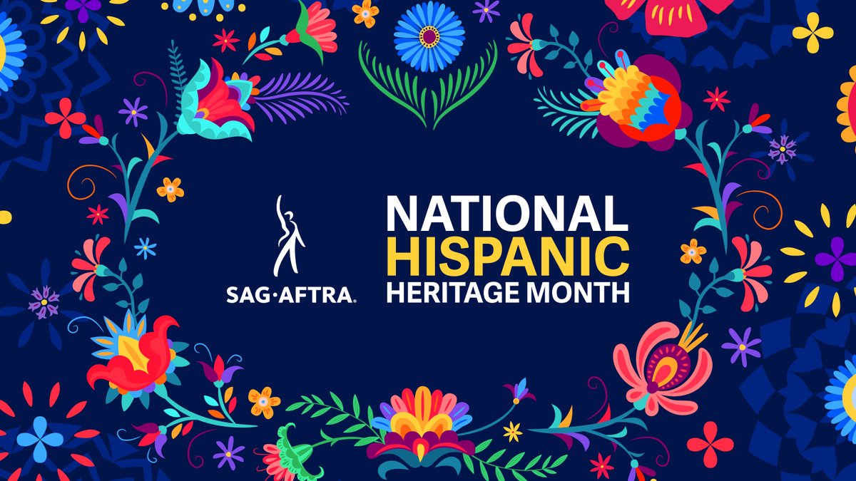 sagaftra's tweet photo. Happy Hispanic Heritage Month! 🎉❤️ 

Join us in applauding the incredible talents and vibrant culture of Hispanic performers, who have woven their unique stories into the tapestry of entertainment. 💫🎥 We thank you for sharing your artistry and heritage with the world!  🎶🌟🎬 https://t.co/7KFPSa0Btr