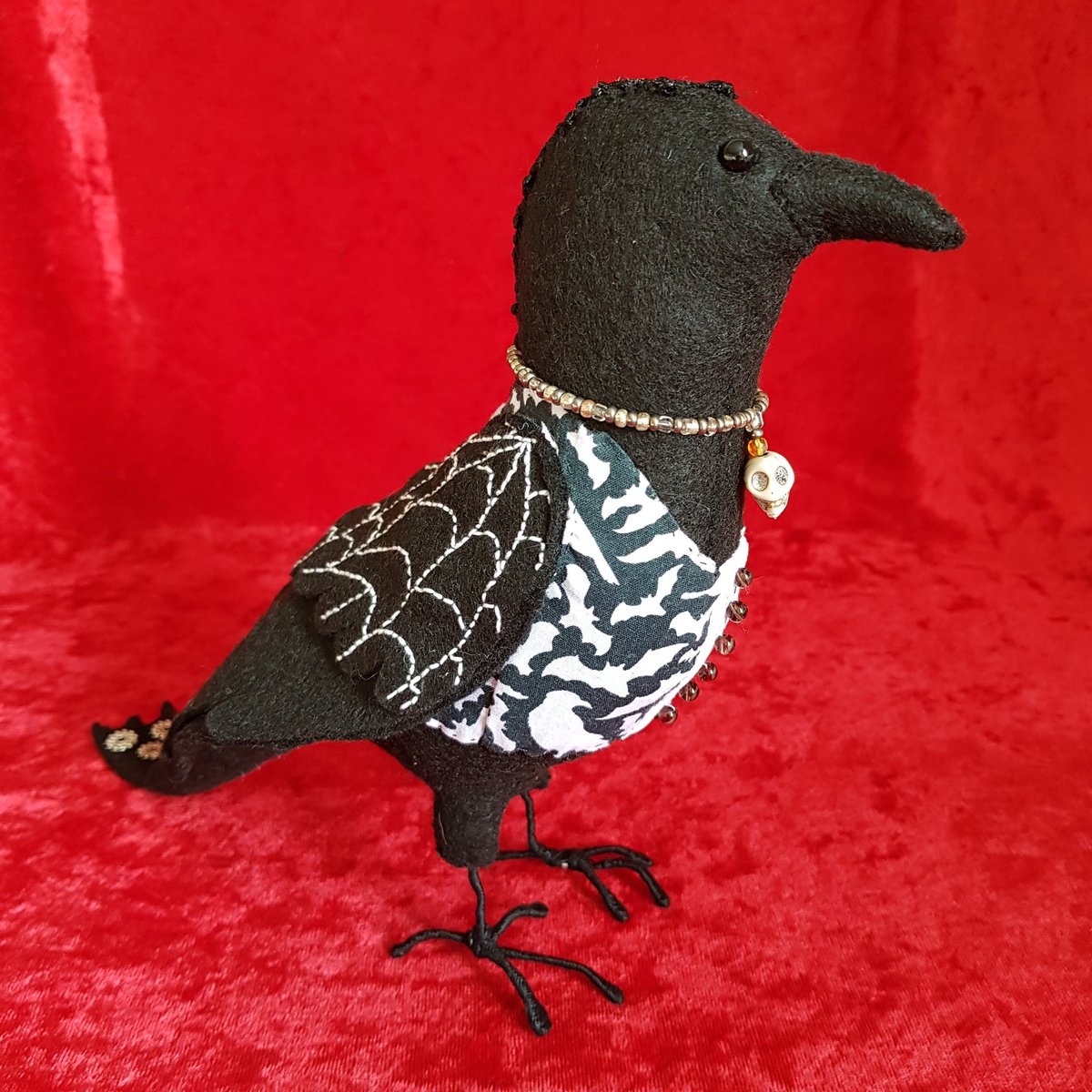 This is Cobwebs the Crow  - he is completely hand-made by me and is now available to purchase in my shop:

etsy.com/shop/HooklandD…