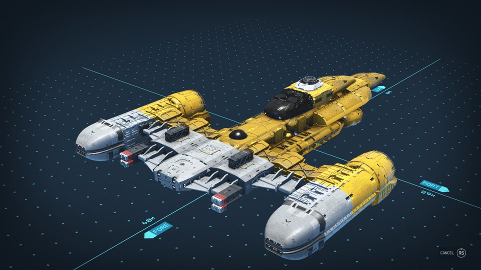 Mr_Rebs_'s tweet photo. The Naboo N1 Starfighter from Star Wars has been remade in Starfield by MegatroidSkittles11. Here’s a link to the list of parts they used to create this ship: https://t.co/ISLvQOERx6 #Starfield https://t.co/VAF9hgA2EY
