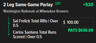 Lineup_Guy's tweet photo. Yelich is expected back today but CZR still has Frelick leading off. If he's back I think Frelick goes back to 4ish behind Contreras and Santana for sure. For reference, the first bet is only +250 on FD
Note BR agrees with CZR here in that they still have Frelick 1

#MLBPicks https://t.co/QYDt66fjPG