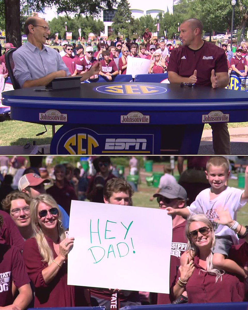 .<a href="/CoachZachArnett/">CoachZachArnett</a>'s family had to come see him on <a href="/finebaum/">Paul Finebaum</a> ❤️ <a href="/HailStateFB/">Mississippi State Football</a>
