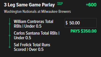 Lineup_Guy's tweet photo. Yelich is expected back today but CZR still has Frelick leading off. If he's back I think Frelick goes back to 4ish behind Contreras and Santana for sure. For reference, the first bet is only +250 on FD
Note BR agrees with CZR here in that they still have Frelick 1

#MLBPicks https://t.co/QYDt66fjPG
