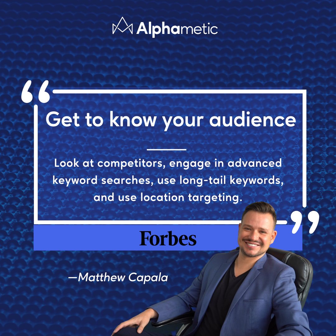 Alphametic's tweet image. 📣Check out our latest feature in Forbes where our Founder, Matthew Capala, reveals 8 Smart Search Engine Marketing Tips to catapult your website to the top!
A must-read for digital marketers! #ForbesFeature #SEM #DigitalMarketingTips