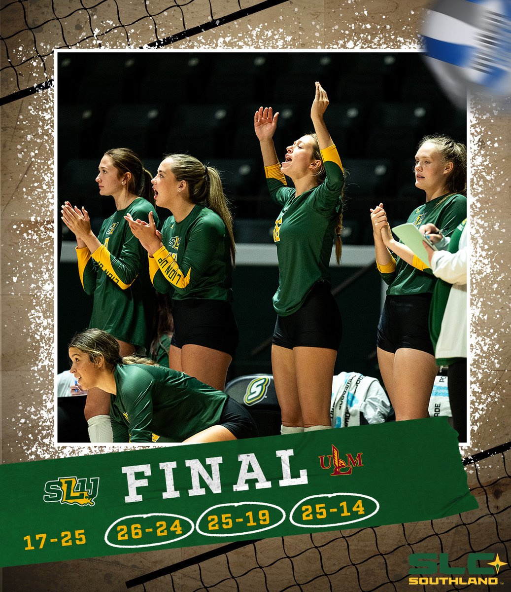 The youth movement ends it as true freshman Ainsley Driska combines with redshirt freshman Lily Morgan to block a ULM attack on match point to secure the win!!

Hartmann had a season-best 20 kills, Arrington had a season high-tying 11 kills!!

#LionUp | #LionUpOrLeave