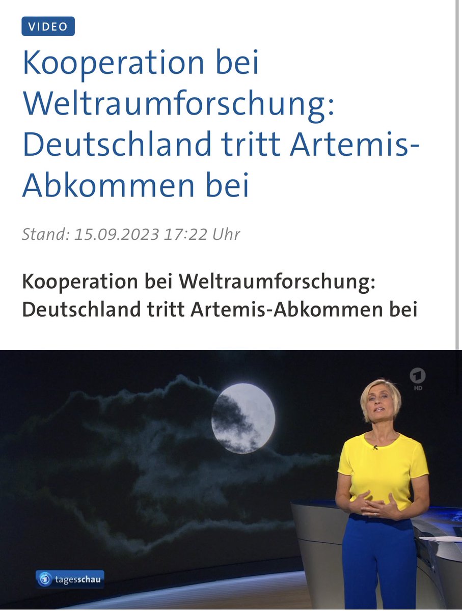 Kooperation bei Weltraumforschung: Deutschland tritt Artemis-Abkommen bei. via @tagesschau @ARDde tagesschau.de/multimedia/vid… #ArtemisAccords