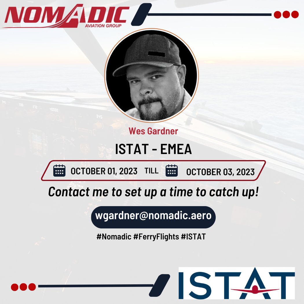 Gargamle2's tweet photo. @OMD_SkyDog , @JTTsteve , and myself @Gargamle2 will be in London for the ISTAT - EMEA event the first week of October.
Looking forward to introduce our new EASA NCC and Nomadic's European regional team!
#Nomadic #OMD_Nomadic #Ferryflights #ISTAT https://t.co/8FMZJh4TXk