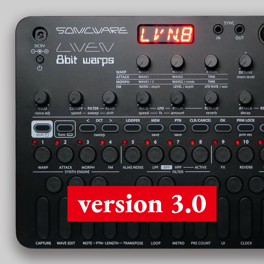 SonicwareInc's tweet photo. We have released version 3.0 firmware of the LIVEN 8bit warps!
And the special All Black Limited Edition has been released!
Get the v3.0 update and details for the All Black Limited Edition:
https://t.co/9GhxJ8AjMk
#SONICWARE #liven8bitwarps #8bitwarps #synthesizer #synth https://t.co/bnocYRMUsO