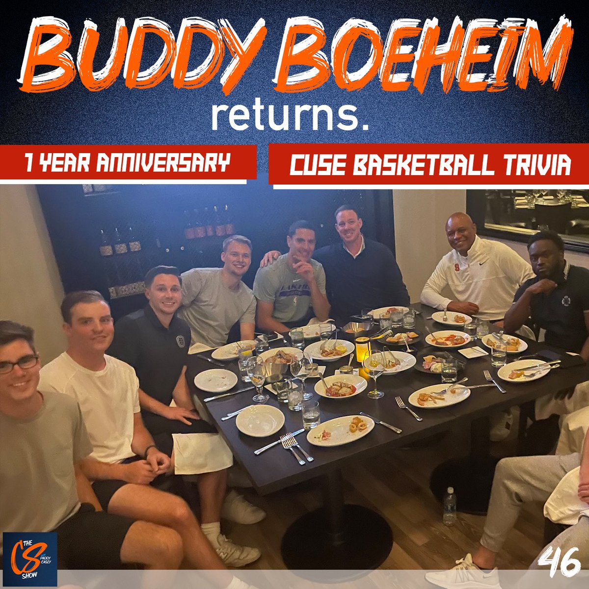 On the one year anniversary of the Swider Show premiere, episode 46 is now available everywhere! Buddy is back for a Cuse Basketball Trivia Battle and much more! Listen or watch now!