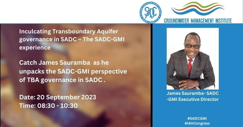 sadc_gmi's tweet photo. SADC-GMI Special session at the IAH 50th Congress. Don't miss James Sauramba as he unpacks the SADC-GMI perspective of the TBA governance in the SADC region #SADCGMI #iahCongress #iahgroundwater https://t.co/g2XGMCpLuU