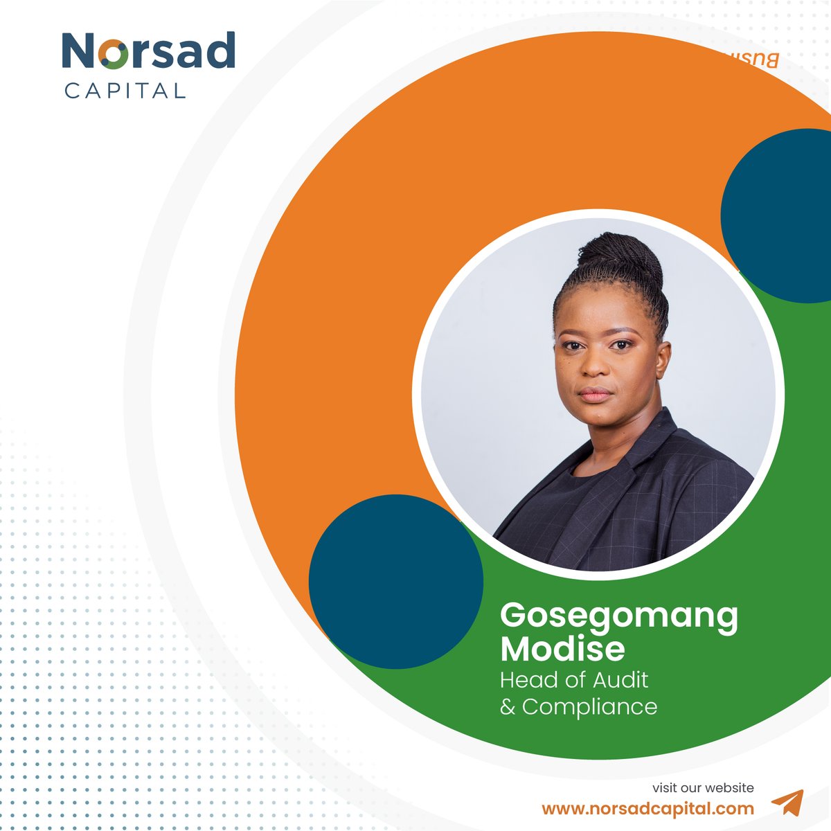 norsad_capital's tweet photo. Spotlight on Gosegomang Modise, our Head of Audit & Compliance! 🌟 With key memberships in #ACCA and #AAT, she brings vast expertise to Norsad. Here's to the professionals behind our success!
#TeamNorsad #AuditPro #NorsadExcellence https://t.co/BUy98Lgu91