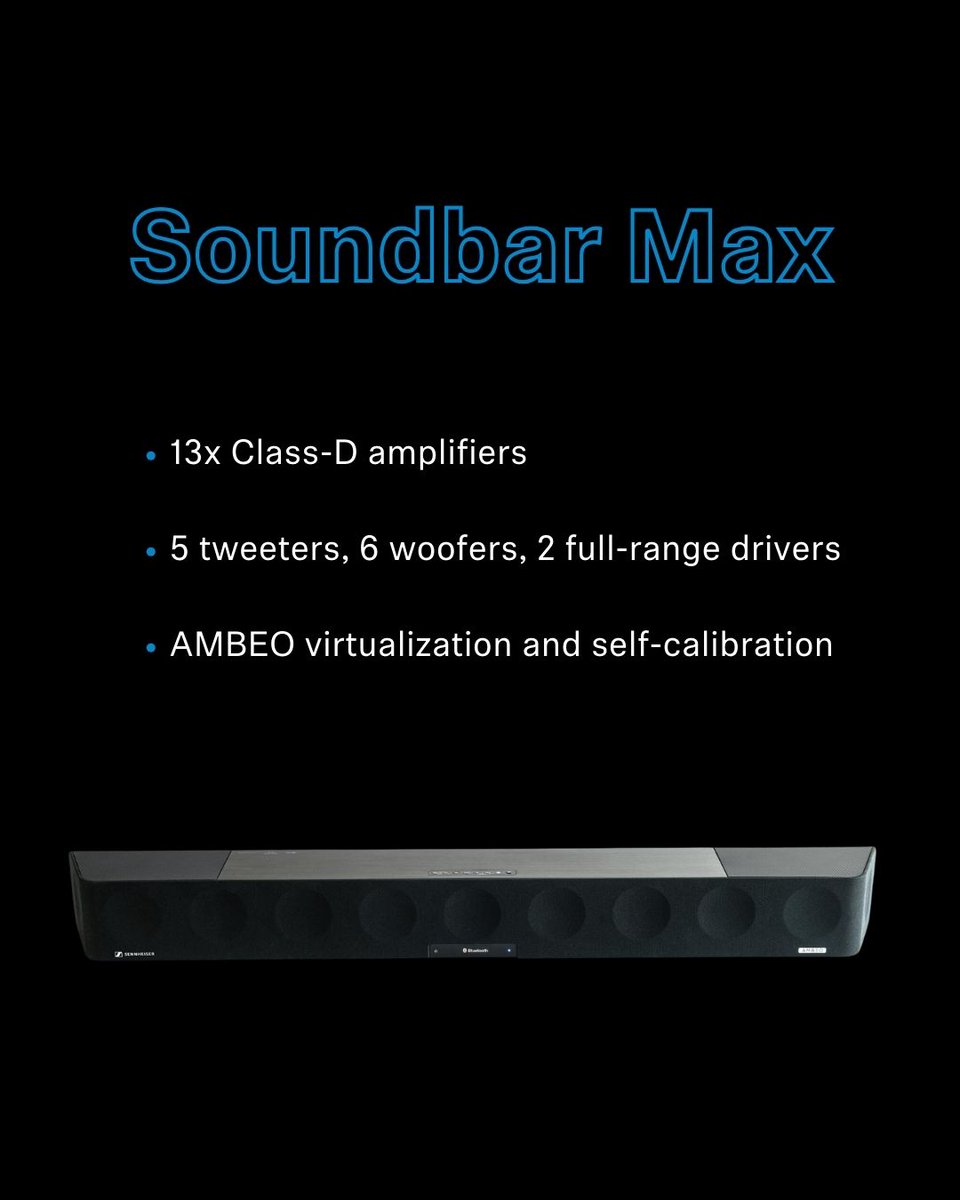 Sennheiser's tweet photo. A crash course in the world's most immersive sound 🎵 

Tap the link to shop https://t.co/VMGS0AqSNr

#AMBEOSoundbarMAX #AMBEOSoundbarPlus #AMBEOSoundbarMini #AMBEOSub https://t.co/v8IndVMi2m