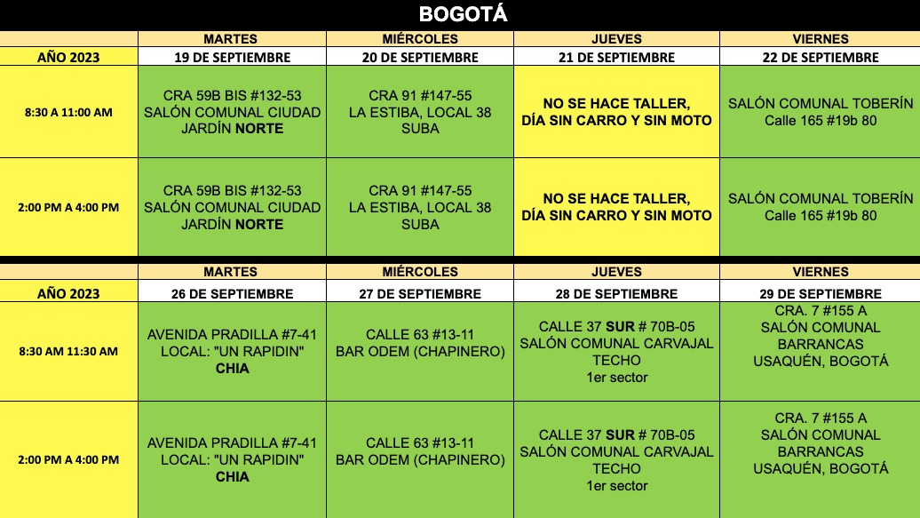 ColEnMovimiento's tweet photo. ¡Hola a todos!
Les compartimos los lugares y horas (verifiquen bien las horas los que sean de Medellín) para los próximos talleres Rappi en Cali, Bogotá y Medellín.

*Próximamente los talleres llegarán a más ciudades, como Armenia, Manizales y Pereira.😉 https://t.co/Nl8SGBYw2g
