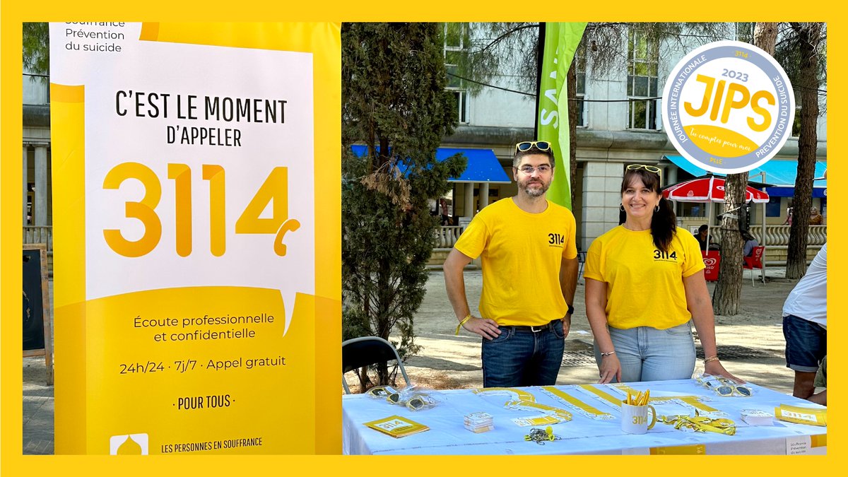 Les équipes du centre de réponse 3114 de Montpellier étaient présentes à l’Antigone des Associations aux côtés de France Dépression Occitanie Hérault pour la #JIPS2023 🎗 Cette journée, organisée par la ville de <a href="/montpellier_/">Ville de Montpellier</a>, a été l’occasion de présenter le dispositif 3114, ses