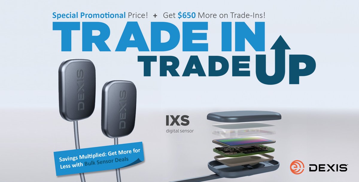 Pearsondental's tweet photo. Dexis IXS Size #1 and #2 Sensors (K05-9097, K05-9096)
* Special Promotional Price
* Size #1 at $6250
* Size #2 at $6495
* Qualifies for additional $650 Trade in with purchase
Ask about even more savings when purchasing multiple sensors**Expires September 30, 2023** https://t.co/iUasv0U0s3