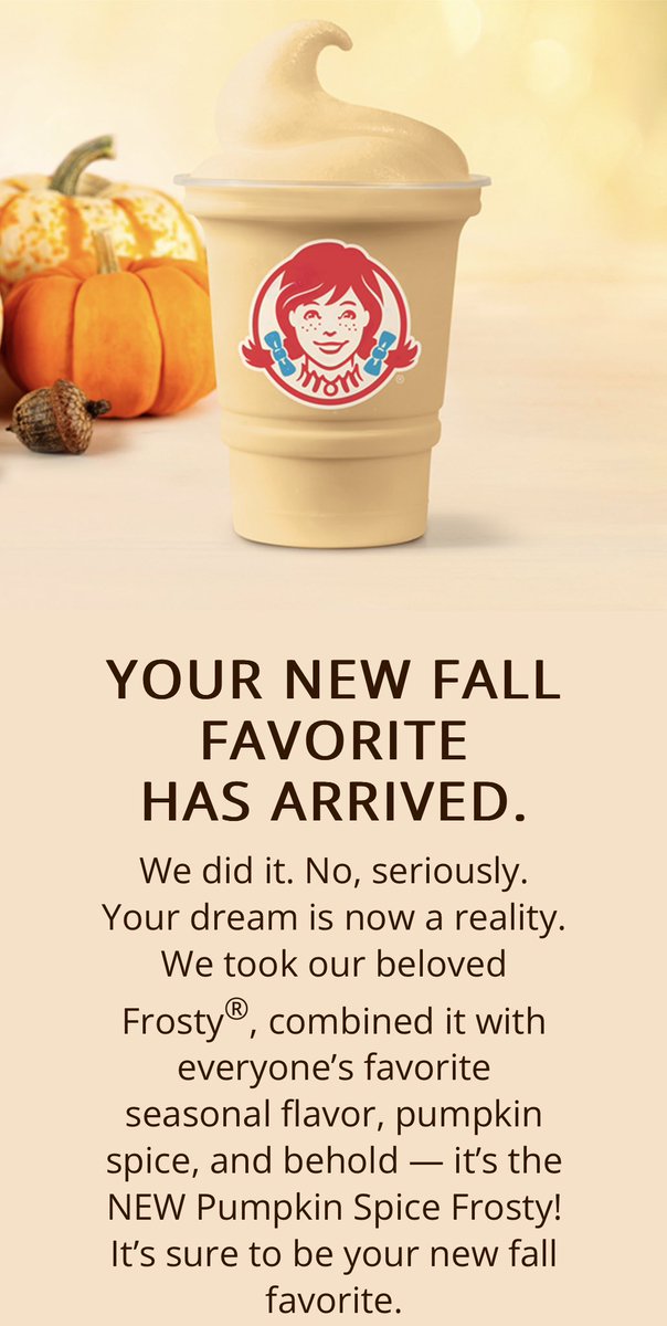 I was over here thinking I’m done with #PumpkinSpice and <a href="/Wendys/">Wendy’s</a> drops this… #fall #PumpkinSpiceFrosty