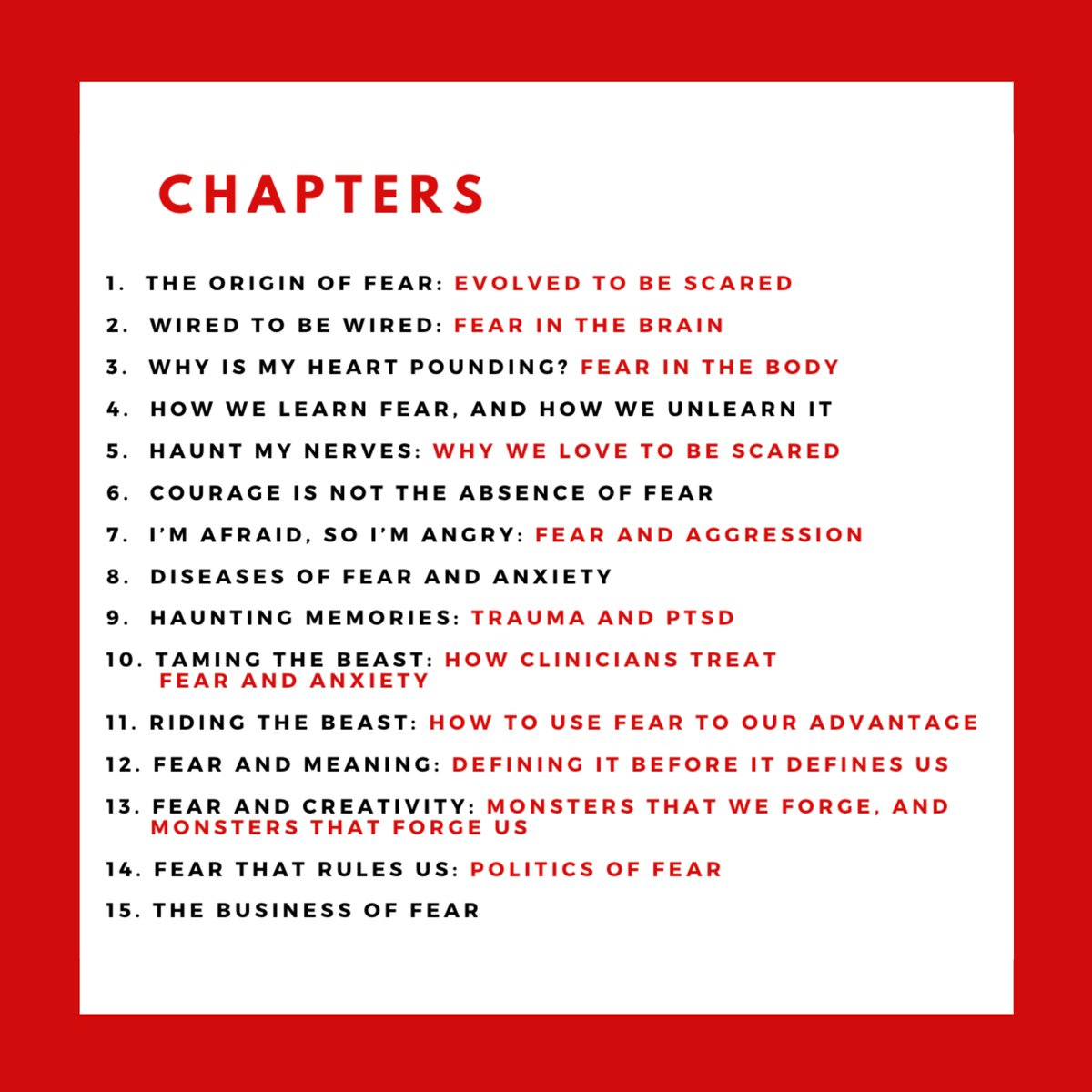 arjavanbakht's tweet image. My book “AFRAID” just came out. It is on many aspects of fear and anxiety, covering evolution, brain and body, why we love to be scared, fear and bravery, meaning, creativity, diseases of fear and trauma and their cutting-edge treatments, and politics of fear and media. 1/