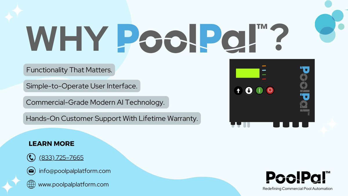 poolpalautomate's tweet photo. Why Choose PoolPal™?
State-of-the-art technology, with a simple-to-operate user interface. PoolPal™ believes in functionality that matters. See for yourself how PoolPal delivers exactly what your operations have been missing.
Visit https://t.co/PKkWpz6s8R to learn more. https://t.co/ngUYvqRrUG