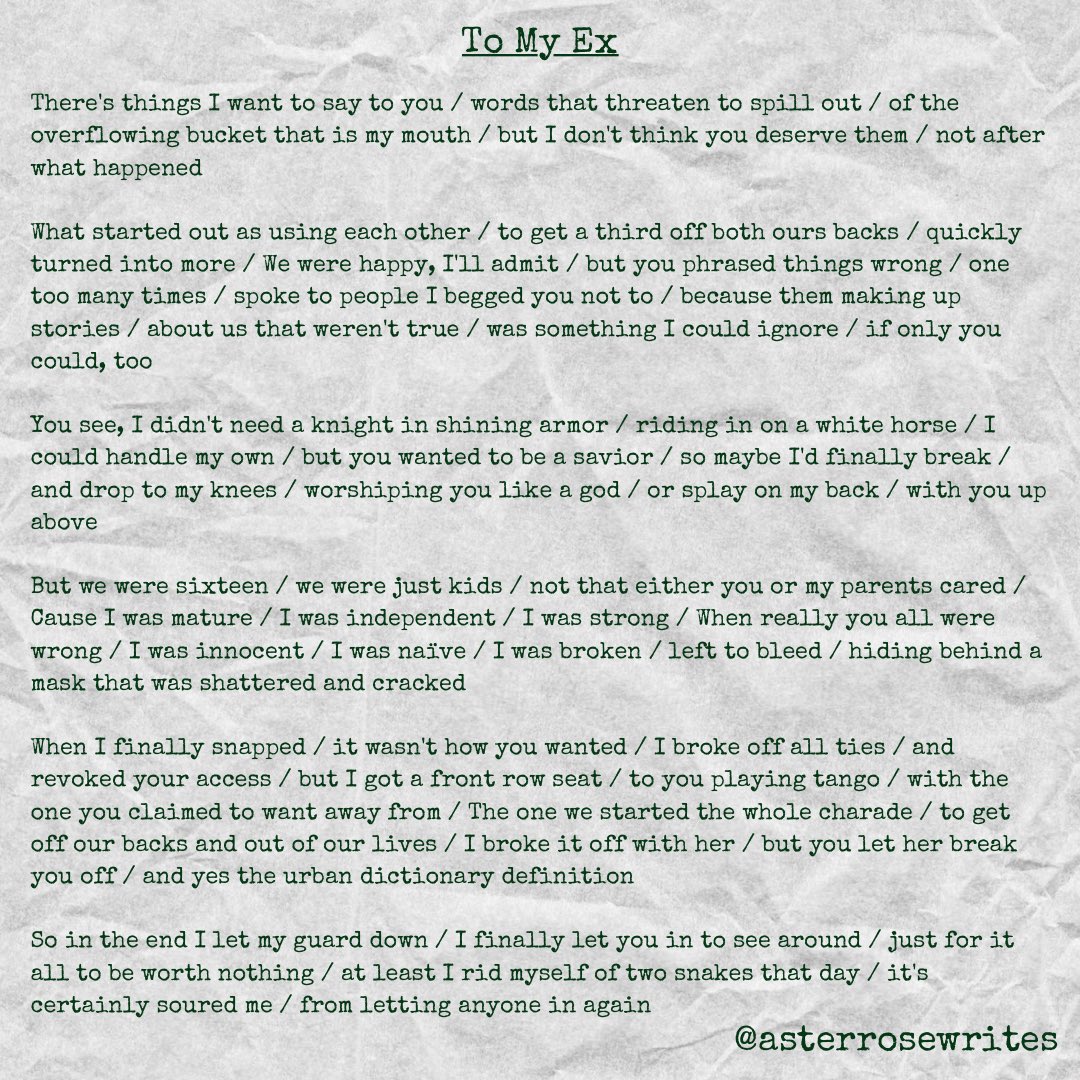 asterrosewrites's tweet photo. Been overthinking my past lately...
•
•
#asterrosewrites #poetrycommunity #poetry #poems #poem #lettertomyex #poet https://t.co/xufyGnH7KJ