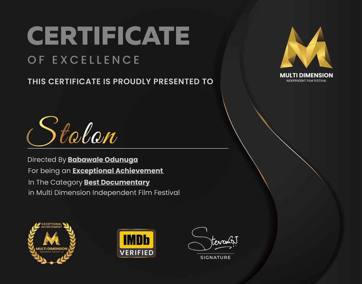 EiPfilms's tweet photo. @mdiff_21 sent our film festival certificate for the Award of Exceptional Achievement which we won on our Drama documentary film:
 "Itaakun" - STOLON. 
We appreciate all the team @MDIFF21 @eipfilsm @EverbrandsLtd
We give all the Glory to God for this.

@eipfilms  @everbrands_ltd https://t.co/feCKBk3dsK