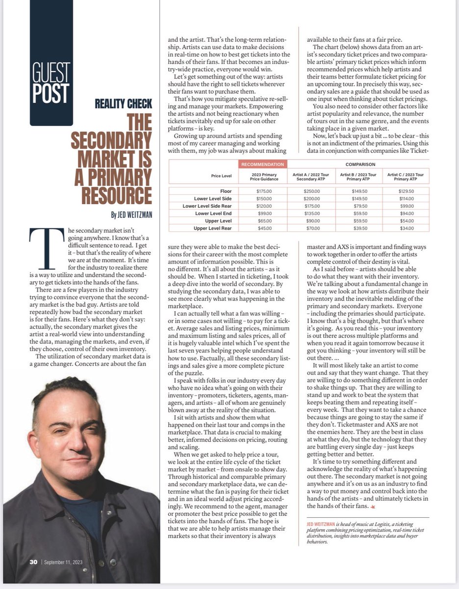 LogitixInsights's tweet photo. Our head of music @jedweitzman inked an article this week for @Pollstar!

Read more: https://t.co/vVFbFGbo8b https://t.co/YIGAlK2IUU