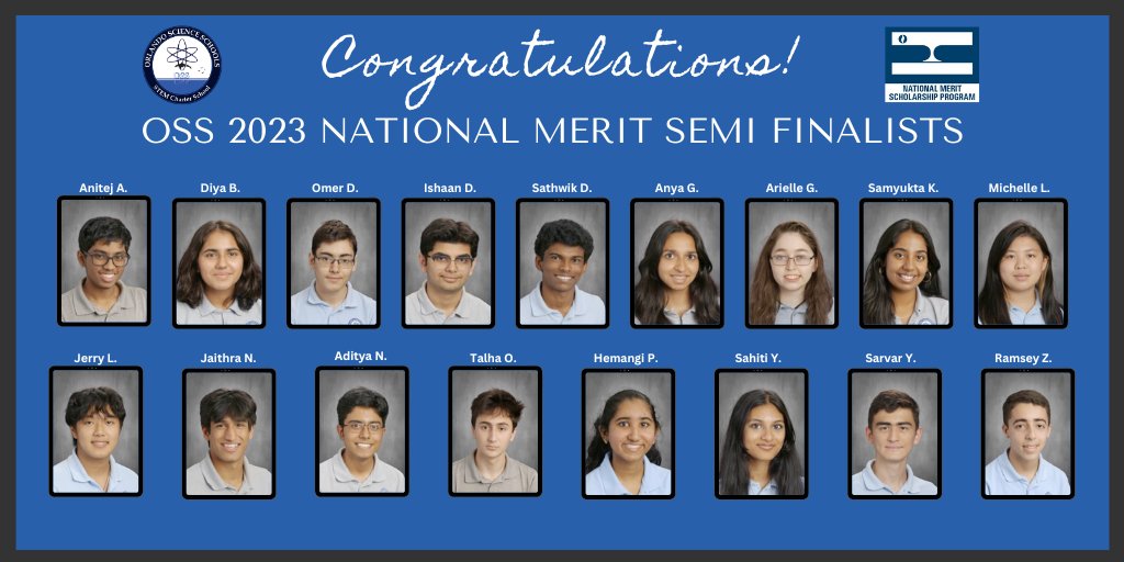 OSS is proud to announce the class of 2023 has 17 National Merit Semifinalists, the highest number of qualified Semifinalists in OSS history. Congrats to these outstanding ORCAS!
We wish each of them the best of luck in continuing the process and becoming FINALISTS! #GoOrcas