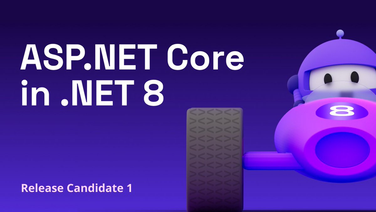 aspnet's tweet photo. .NET 8 Release Candidate 1 (RC1) is now available and includes many great new improvements to #ASPNETCore!

Here's what you need to know to take advantage of this latest release. 📖 https://t.co/MmL74N13Io #dotnet https://t.co/oywLL42dw2