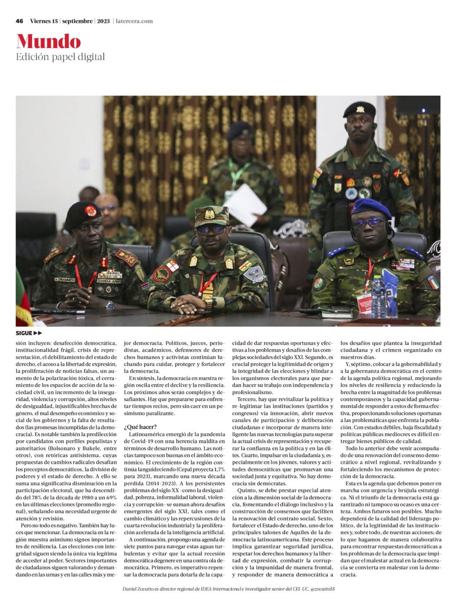 cei_uc's tweet photo. #Opinión 🔵 | “La democracia en nuestra región oscila entre el declive y la resiliencia. Los próximos años serán complejos y desafiantes”. Te invitamos a leer la columna de opinión de nuestro investigador senior @Zovatto55 en @latercera https://t.co/qMbvJwih3i https://t.co/QIrdZgUCVO