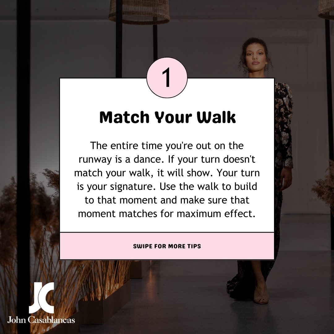 johncasablancas's tweet image. Nothing is more powerful in a model's arsenal than their turns. Here's how to master those seconds to wrap the audience around your finger. 😉 ✨ 
#RunwayTurns101 #WorkTheRunway #ModelingTips
