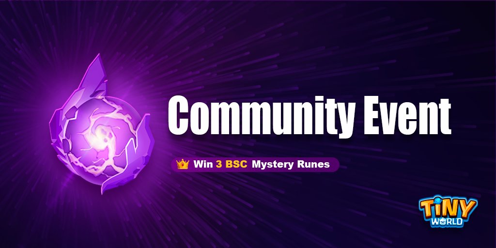 Tiny World (@tinyworldgamefi) on Twitter photo It's the weekend🎉so it's time for another Tiny giveaway!🎁
✅Follow <a href="/tinyworldgamefi/">Tiny World</a>
👍Like and RT this post
🎯 Comment BSC wallet address
1⃣ Random winner will receive 3 Mystery runes🔥🔥
Good luck 🍀
#Tinyworld #GameFi #NFT #Giveaway It's the weekend🎉so it's time for another Tiny giveaway!🎁
✅Follow <a href="/tinyworldgamefi/">Tiny World</a>
👍Like and RT this post
🎯 Comment BSC wallet address
1⃣ Random winner will receive 3 Mystery runes🔥🔥
Good luck 🍀
#Tinyworld #GameFi #NFT #Giveaway