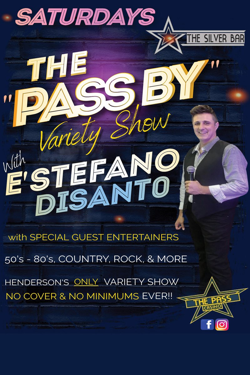 Join us every SATURDAY for the PASS BY show with our own E'stefano Disanto &amp; guests. The only variety show on Water Street. 

⁠
#musicentertainment #weekendvibes #liveconcerts #musicfun⁠
#entertainmentnight #livemusicexperience #weekendmusic⁠
#concertvibes #musicenthusiast