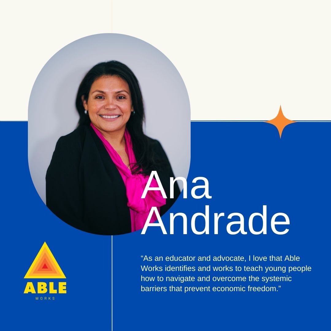 Able_is's tweet photo. Able Works is pleased to announce the addition of Dr. Ana Andrade as the Central Valley Regional Director. She brings a strong passion for social equality and has extensive experience in advocating for troubled youth and their families.  Welcome, Ana! https://t.co/ksjIzElEBd