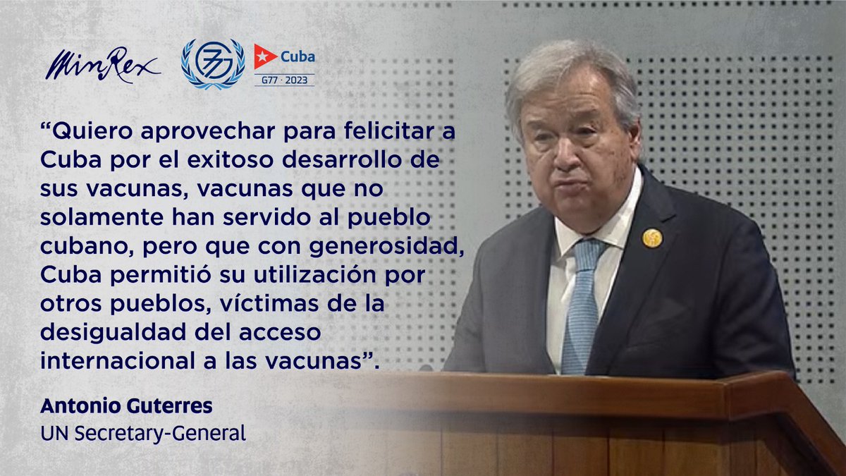 #CubaG77. Nos salvamos con nuestras propias vacunas. Nos salvamos porque contamos con la voluntad científica de profesionales de lujo. Nos salvamos porque Cuba se impone ante cada reto. Nos salvamos porque tenemos un Fidel que vive en su obra.